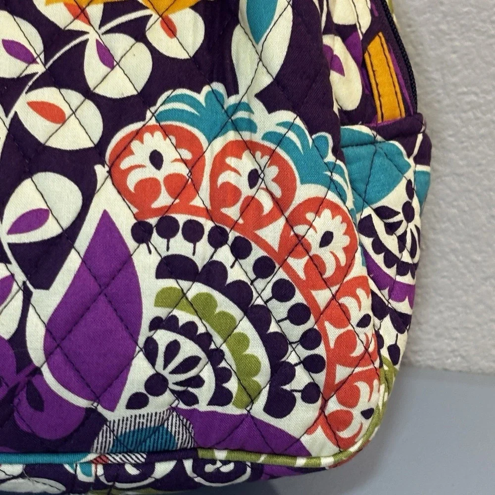 Vera Bradley Plum Crazy Purple Lunch Bag snack plastic lined exterior ID Holder
